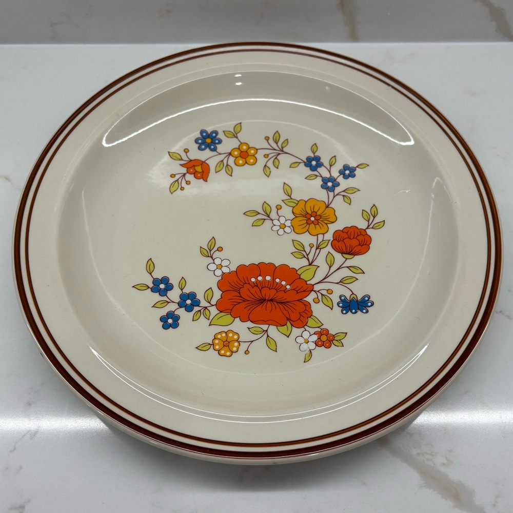 Vintage Summer Garden by Excel Linda 12 inch Platter MCM 1970s Floral Print